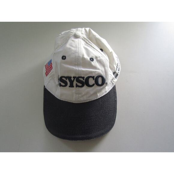 Sysco Logo Hat White Blue Adjustable Embroidered USA Flag 100% Cotton Cap